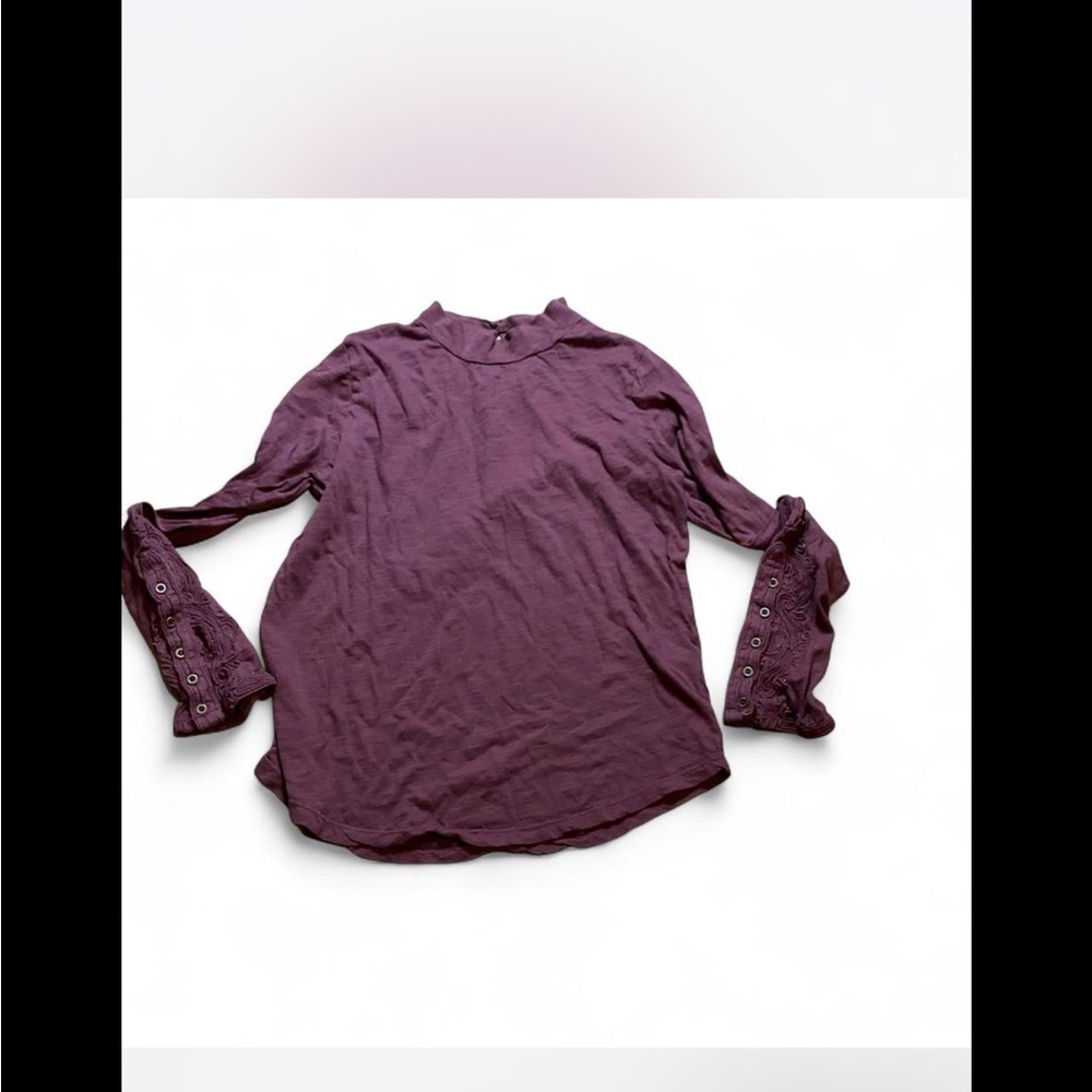 We The Free Plum Long Sleeve Blouse embroidered cuff‎